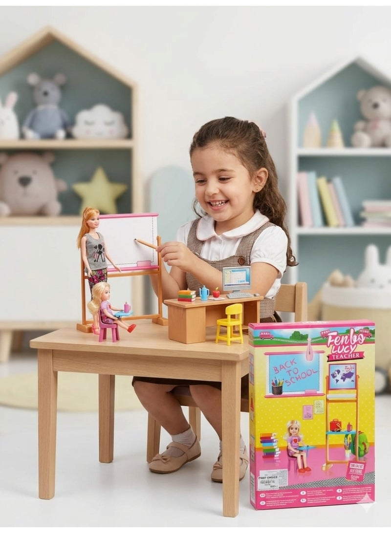 First Choice مجموعة دمية المعلمة مع دمية صغيرة وملحقات الصف الدراسي من (First Choice) - قطعة واحدة بأشكال متنوعة - Image 3