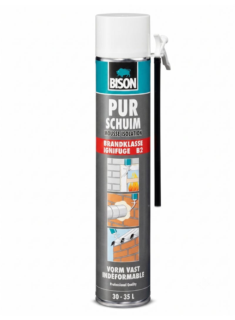 Bison Fire Rated B2 Polyurethane Construction Foam – 750ml Heavy Duty Flame Retardant Expanding Foam Sealant, High Insulation Waterproof Spray for Firewall Openings, Doors, Windows, and Pipe Gaps, BIS-6306402 - Image 1