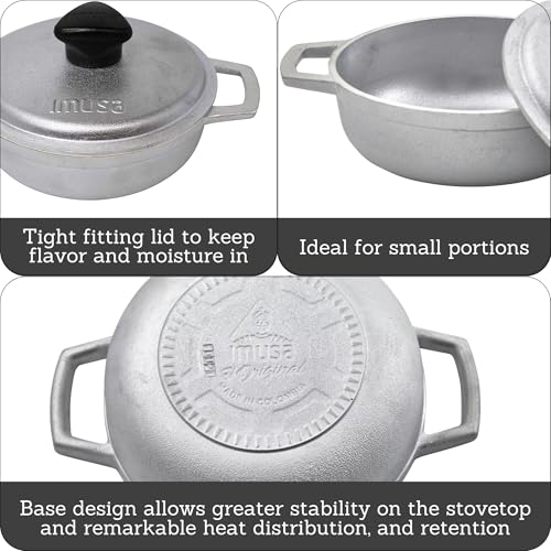 IMUSA 0.5Qt Mini Cast Aluminum Traditional Caldero Set with Lid,Silver - Image 2