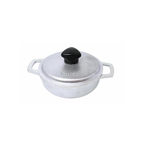 IMUSA 0.5Qt Mini Cast Aluminum Traditional Caldero Set with Lid,Silver - Image 1