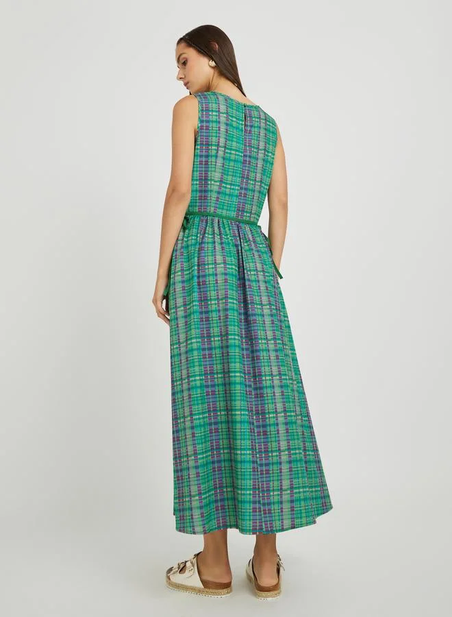 Take Two Take Two Checked Print Sleeveless Maxi Dress