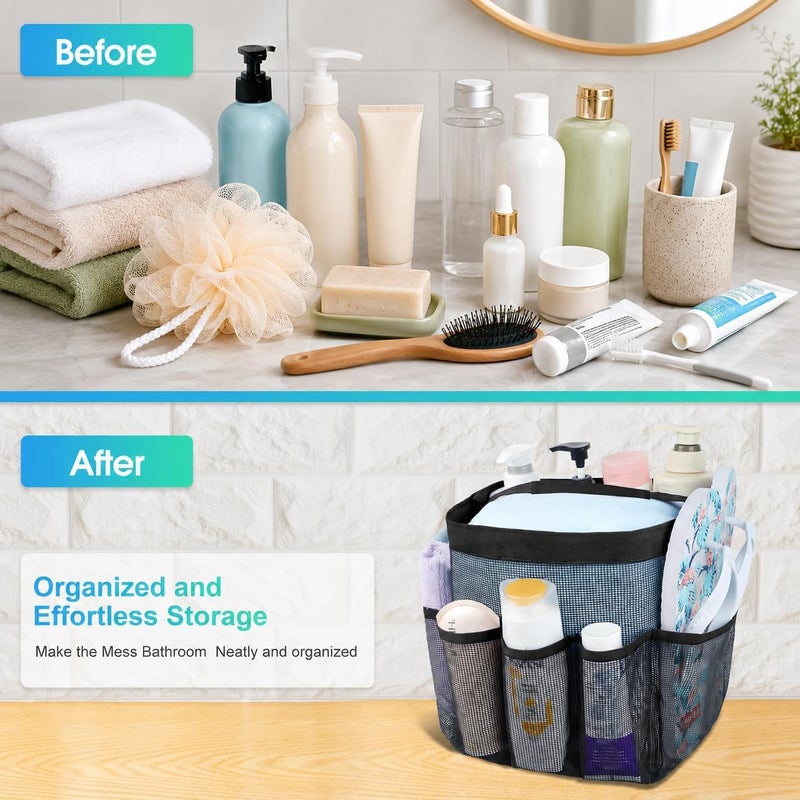 Attmu Mesh Shower Caddy Portable for College Dorm Room Essentials with 8 Pockets, Hanging Shower Caddy Dorm Basket, Quick Dry Shower Bag for Bathroom - Image 5
