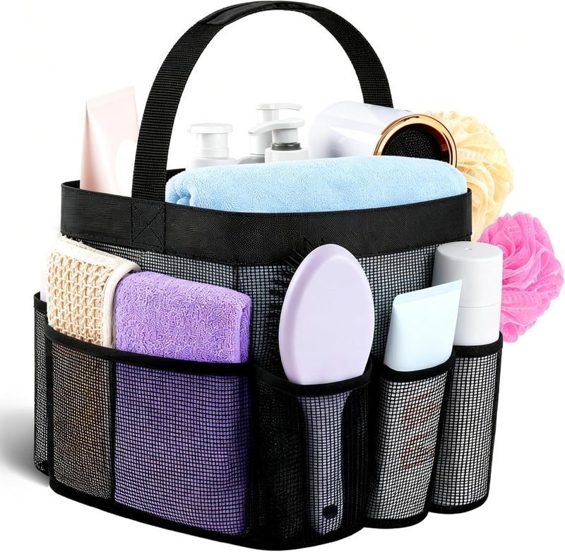 Attmu Mesh Shower Caddy Portable for College Dorm Room Essentials with 8 Pockets, Hanging Shower Caddy Dorm Basket, Quick Dry Shower Bag for Bathroom - Image 1