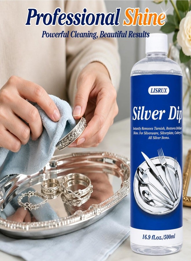 LISRUX Silver Cleaner Dip - Fast-Acting Professional Silver Cleaner Tarnish Remover, Silver Polish for Silverware, Antique Pieces, Silver Jewelry & Silver Coins, 16.9 Fl Oz - Image 4