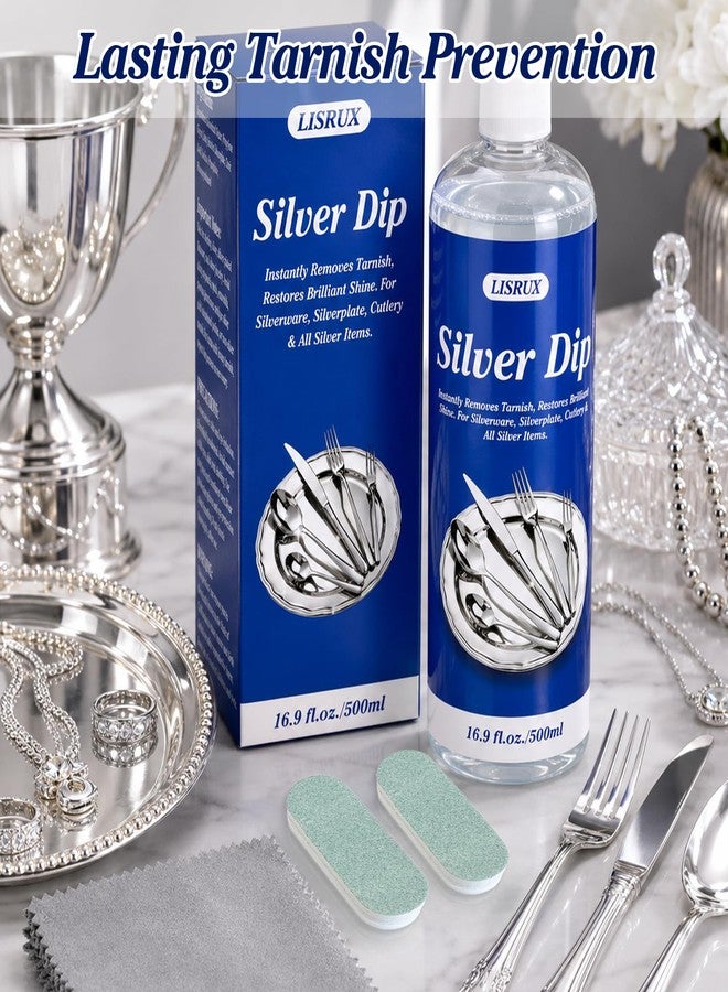 LISRUX Silver Cleaner Dip - Fast-Acting Professional Silver Cleaner Tarnish Remover, Silver Polish for Silverware, Antique Pieces, Silver Jewelry & Silver Coins, 16.9 Fl Oz - Image 5