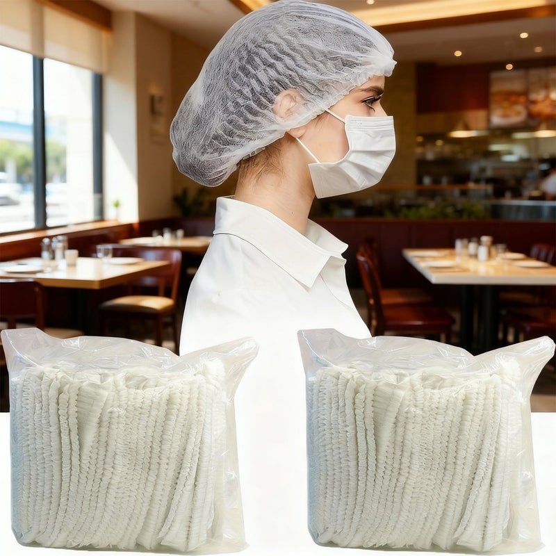 199Pcs 21 Inch White Disposable Restaurant Caps Hygienic Sweat Proof - Image 1