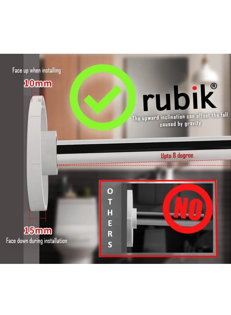 Rubik Shower Curtain Rod L Shape (100-140cm & 100-140cm) Tension Rod Adjustable Extendable Ends No Drill Adhesive Based Holders (Type D) - Image 4