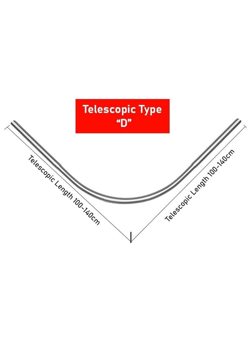 Rubik Shower Curtain Rod L Shape (100-140cm & 100-140cm) Tension Rod Adjustable Extendable Ends No Drill Adhesive Based Holders (Type D) - Image 2
