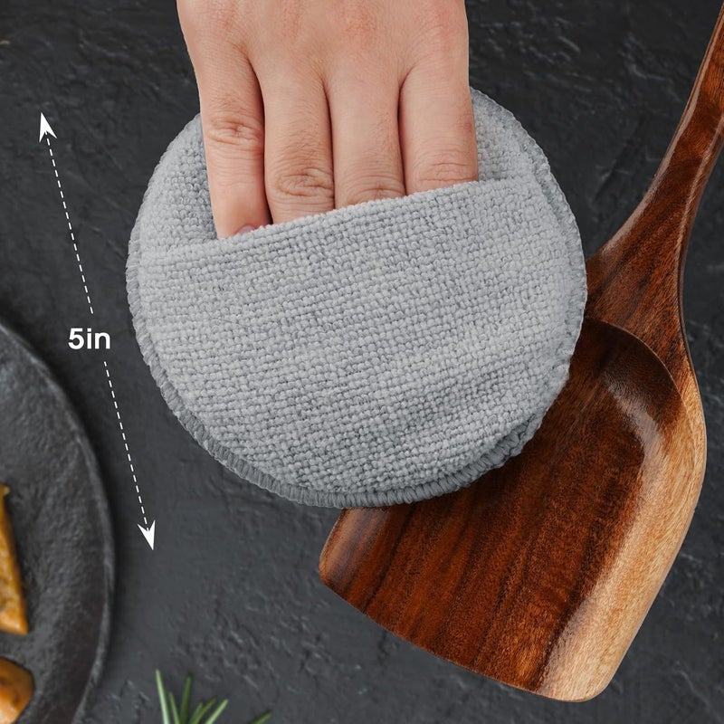 NiHome 5-Inch Wood Conditioner, Wax & Oil Applicator 4-Pack, Reusable Microfiber & Sponge Pads for Scratch-Free Cutting Board Maintenance & Versatile Home Polishing, Machine Washable for Long-Term Use - Image 3