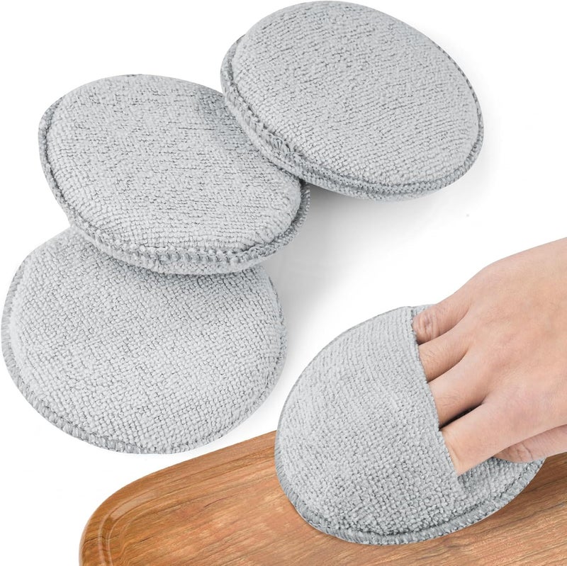 NiHome 5-Inch Wood Conditioner, Wax & Oil Applicator 4-Pack, Reusable Microfiber & Sponge Pads for Scratch-Free Cutting Board Maintenance & Versatile Home Polishing, Machine Washable for Long-Term Use - Image 1