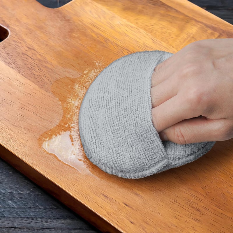 NiHome 5-Inch Wood Conditioner, Wax & Oil Applicator 4-Pack, Reusable Microfiber & Sponge Pads for Scratch-Free Cutting Board Maintenance & Versatile Home Polishing, Machine Washable for Long-Term Use - Image 2