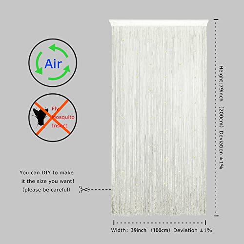 YaoYue Beaded Curtain Door String Curtains for Doorways Tassels Beads Hanging Fringe Hippie Window Hallway Entrance Wall Closet Bedroom Privacy Decor (Ivory, 39" W x 79" L (Pack of 1)) - Image 4