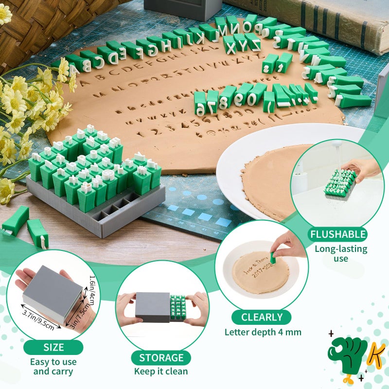 AceOrbit 72pcs Alphabet Stamps Set for Clay 1/2''/12.7mm Pottery Letter stamps for Clay Stepping Stone Mold Traditional Letters and Numbers Concrete Molds for Ceramics DlY Names Stepping Stone Pottery - Image 2