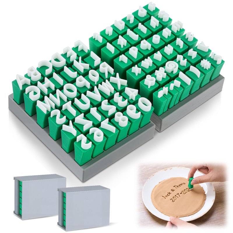 AceOrbit 72pcs Alphabet Stamps Set for Clay 1/2''/12.7mm Pottery Letter stamps for Clay Stepping Stone Mold Traditional Letters and Numbers Concrete Molds for Ceramics DlY Names Stepping Stone Pottery - Image 1