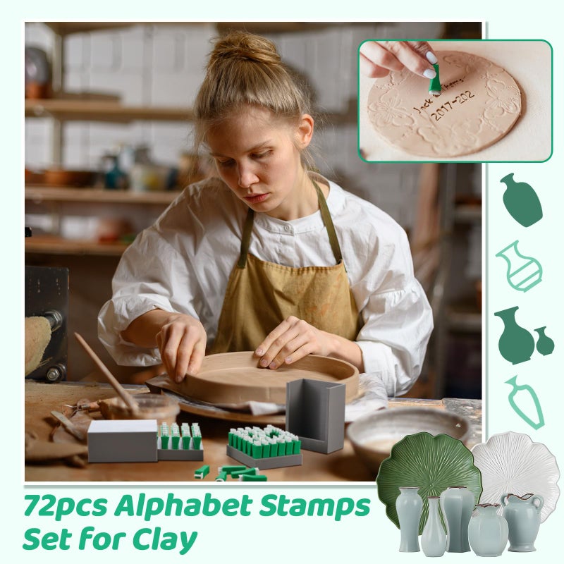 AceOrbit 72pcs Alphabet Stamps Set for Clay 1/2''/12.7mm Pottery Letter stamps for Clay Stepping Stone Mold Traditional Letters and Numbers Concrete Molds for Ceramics DlY Names Stepping Stone Pottery - Image 3