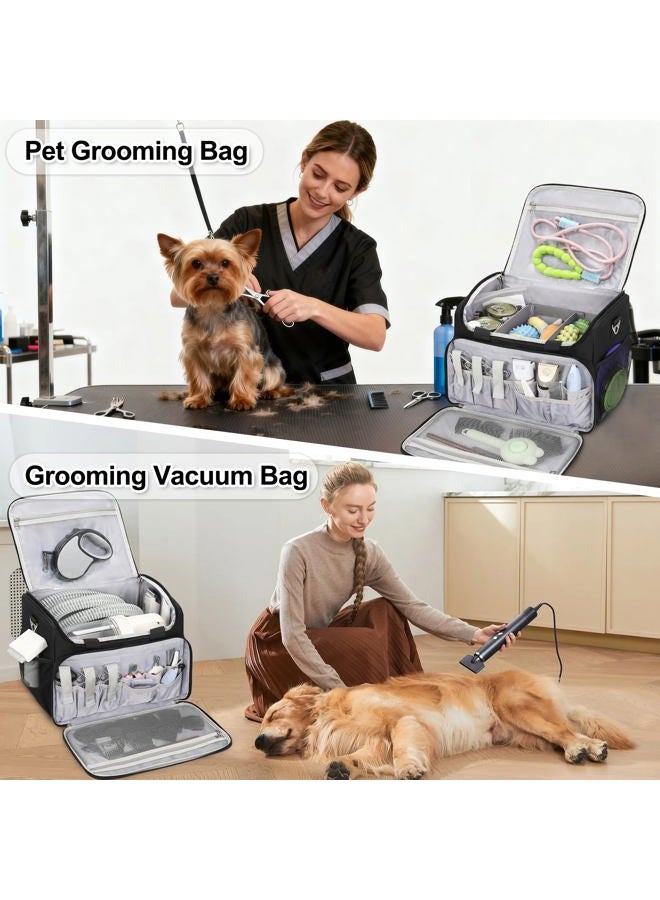 TANTO Professional Dog Travel Tote Bag - Pet Grooming Bag with Compartments - Dog Grooming Vacuum Organizer Storage Bag Extra Large Groomer's Tool kit Bag for Supplies - for Dogs, Cat & Pet Groomers( Black) - Image 2