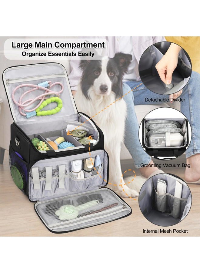 TANTO Professional Dog Travel Tote Bag - Pet Grooming Bag with Compartments - Dog Grooming Vacuum Organizer Storage Bag Extra Large Groomer's Tool kit Bag for Supplies - for Dogs, Cat & Pet Groomers( Black) - Image 3
