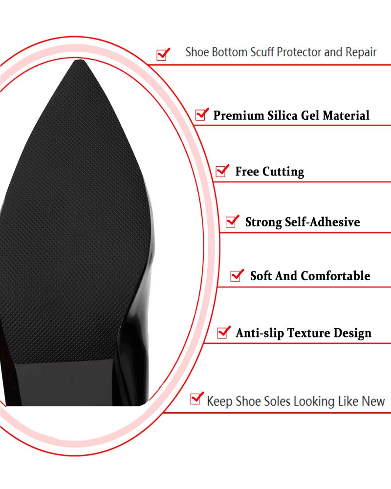 CZBYXA12 Black Shoe Sole Protector,Anti Slip Shoe Grips on Bottom of Shoes - Bottom Protector - Sole Guard - Non-Slip Shoe Pads for High Heels (6"x4",Black-2Pairs) - Image 2