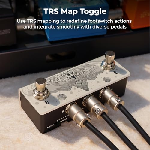 Klowra Animus Dual Momentary Footswitch Controller for Guitar Pedals, 1×TRS&2×TS Outputs to Control Up to 3 Pedals, Passive TRS A/B Mapping Switch, Includes TRS Cable(Animus Khaki) - Image 2