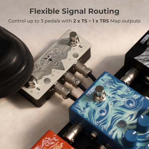 Klowra Animus Dual Momentary Footswitch Controller for Guitar Pedals, 1×TRS&2×TS Outputs to Control Up to 3 Pedals, Passive TRS A/B Mapping Switch, Includes TRS Cable(Animus Khaki) - Image 3