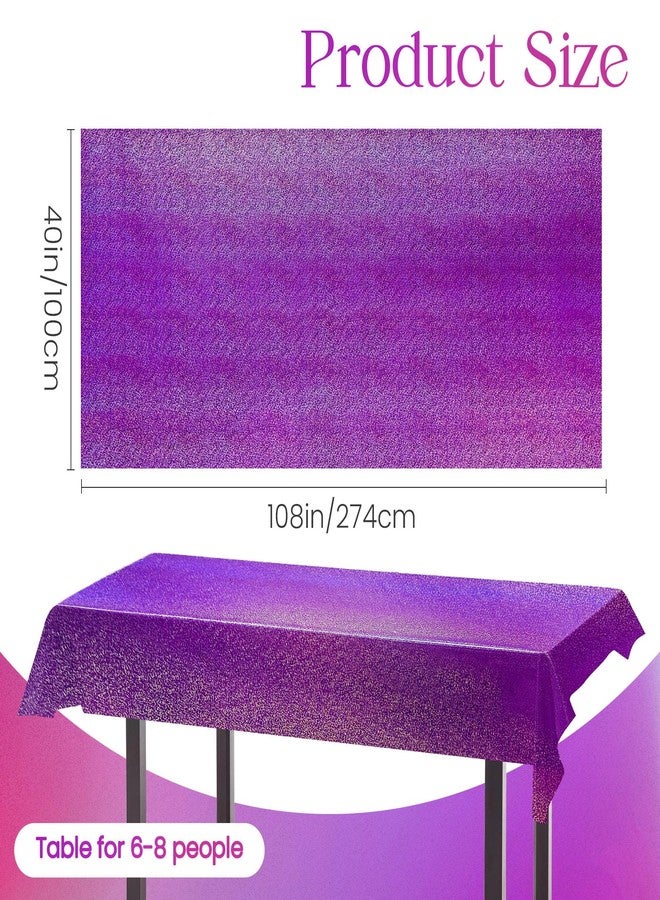 Just Shimmer 2 pcs Purple Holographic Plastic Tablecloths Laser Table Covers 40" x 108" Foil Disposable Table Cloths for Party Birthday Wedding Christmas Holiday Party Decorations - Image 2
