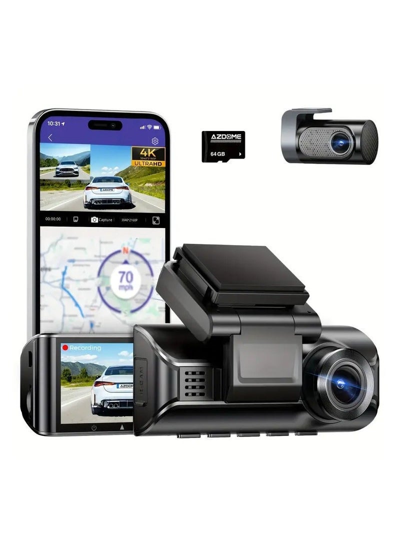 AZDOME M550 Pro 4K+1K Dash Cam with Rear Camera Holder 5Ghz WiFi GPS 150FOV 24H Parking Monitor Car DVR 2-Channel Route Tracking & HT03 Type-C Hardwire Kit for Dash Cams, 24-Hour Parking Mode, 12V-24V to 5V/2.5A, Low-Voltage & Multi-Circuit Protection, 3.5m Cable with Fuse Bundle - Image 2