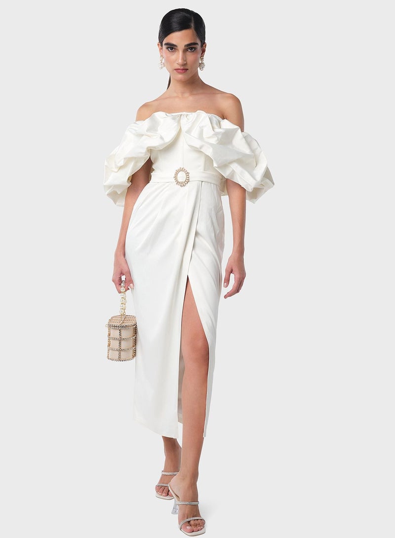 Threadz by Ajooni Ruffled Sleeve Midi Dress  - Image 4
