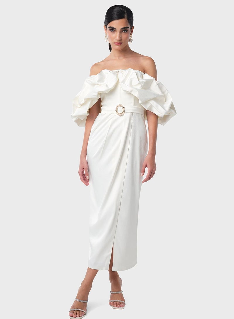 Threadz by Ajooni Ruffled Sleeve Midi Dress  - Image 1