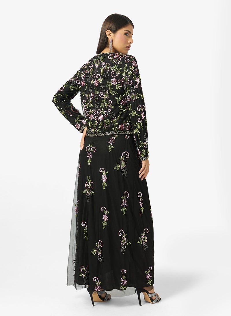 MARYISA Embellished Mesh Detailed Maxi Dress - Image 3