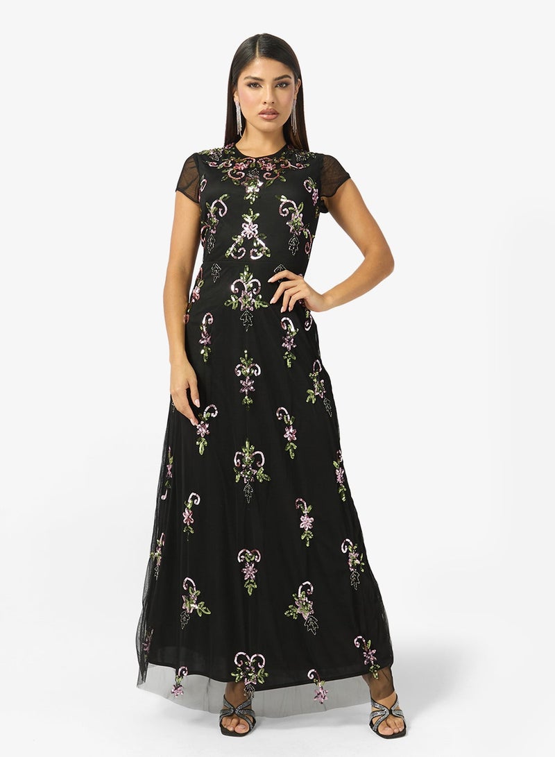 MARYISA Embellished Mesh Detailed Maxi Dress - Image 5