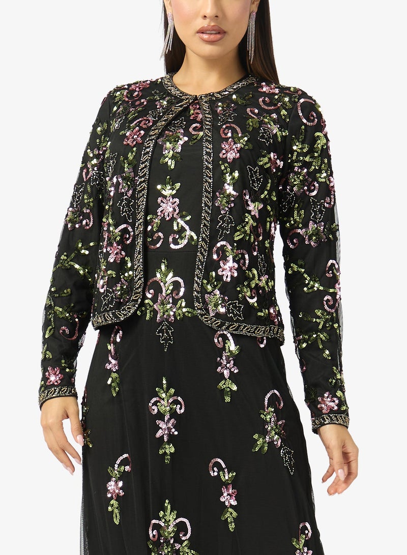 MARYISA Embellished Mesh Detailed Maxi Dress - Image 4
