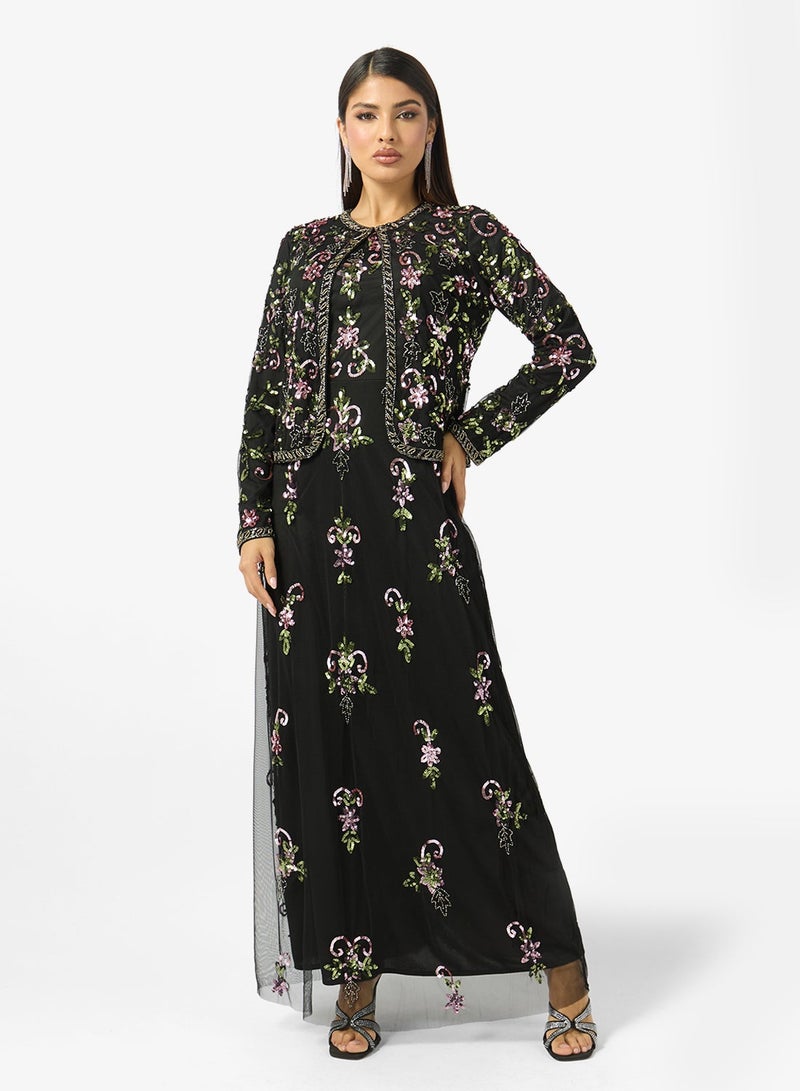MARYISA Embellished Mesh Detailed Maxi Dress - Image 2