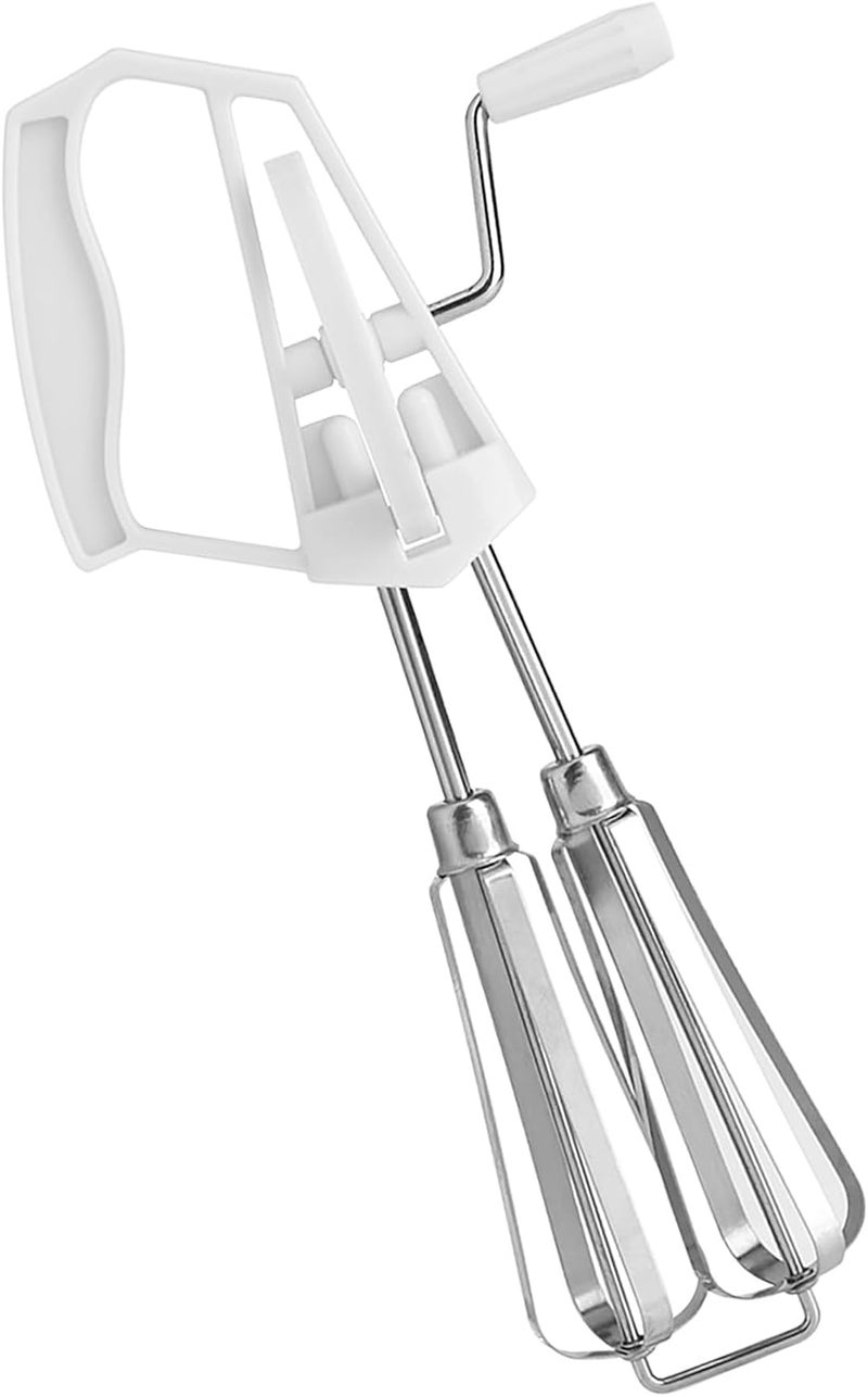 Ejoyous Egg Beater Hand Crank, Stainless Steel Manual Egg Whisk Mixer Handheld Rotary Hand Whip Kitchen Cooking Tool for Whisking Frothing Mixing (White) - Image 5