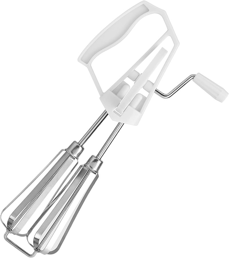 Ejoyous Egg Beater Hand Crank, Stainless Steel Manual Egg Whisk Mixer Handheld Rotary Hand Whip Kitchen Cooking Tool for Whisking Frothing Mixing (White) - Image 4