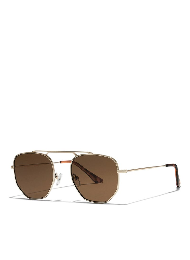 Blackout BlackOut by eyewa THEO Unisex Sunglasses, Gold/Brown  - Image 2