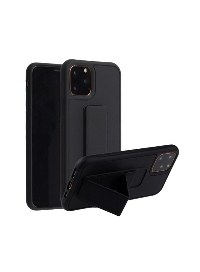 Shockproof PC TPU Protective Back Cover With Wristband Holder For Apple iPhone 12/12 Pro Black - Image 1