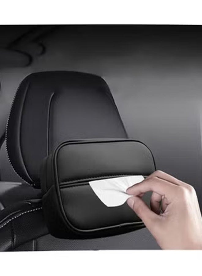 Beauenty Leather Car Tissue Holder,Waterproof Car Napkin Holder,Tissue Car Holder With Zipper,Tissue Dispenser,Car Decoration Accessories For Toyota, Changan, Mazda, Hyundai, Kia Auto Parts 18cm x 12cm x 7cm  - Image 1