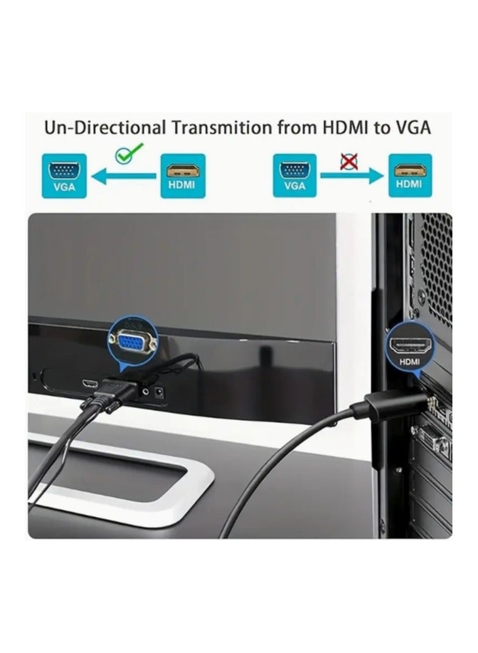 كابل HDMI إلى VGA مطلي بالذهب بطول 1.8 متر، محول فيديو ذكر إلى ذكر لمشغل HD إلى تلفزيون عالي الدقة بطول 1.8 متر، يدعم أجهزة العرض وأجهزة الكمبيوتر المحمولة / مشغلات DVD / أجهزة التلفزيون / الشاشات / - Image 5