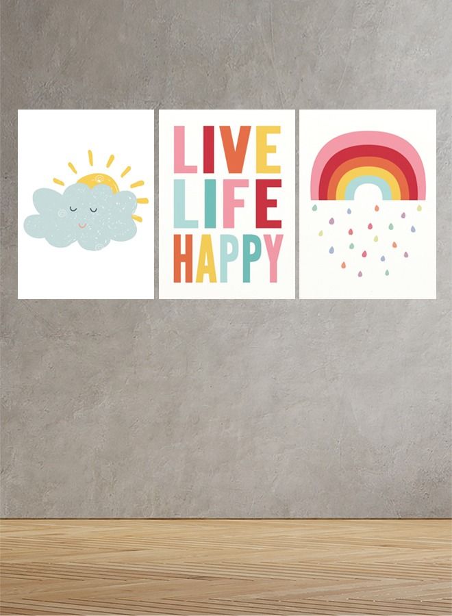 ماركتنا لوحة جدارية فنية لتزين الحائط بتصميم عصري لغرف الأطفال ثلاث قطع مقاس 120X60سم - Image 1