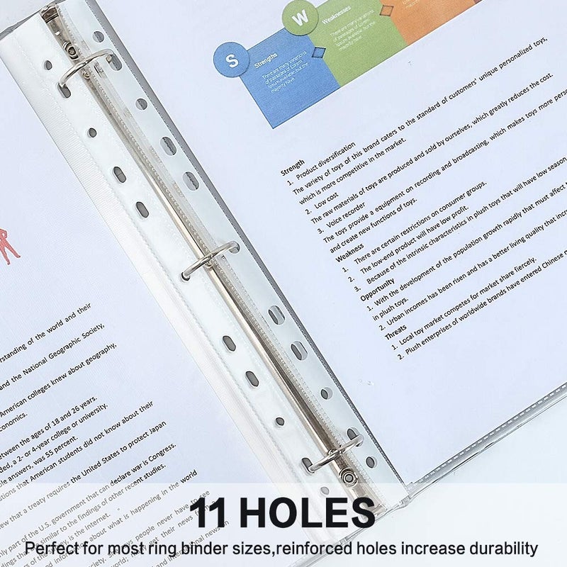HERKKA Sheet Protectors, HERKKA 1000 Pack Heavy Duty Clear Plastic Page Protectors Sheet Reinforced 11-Hole Fit for 3 Ring Binder Fits Standard 8.5 x 11 Paper, 9.25 x 11.25 Top Loaded, Acid Free - Image 4