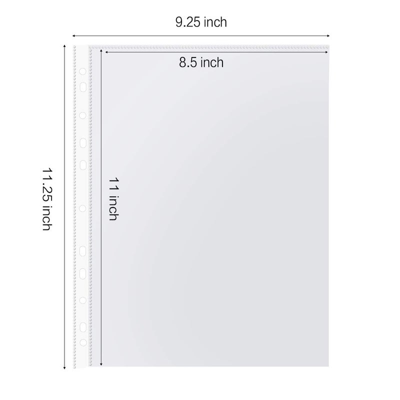 HERKKA Sheet Protectors, HERKKA 1000 Pack Heavy Duty Clear Plastic Page Protectors Sheet Reinforced 11-Hole Fit for 3 Ring Binder Fits Standard 8.5 x 11 Paper, 9.25 x 11.25 Top Loaded, Acid Free - Image 2