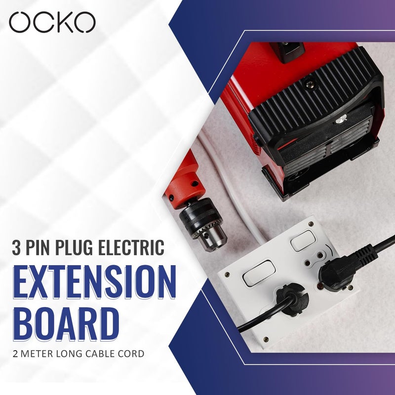 Ocko 6 Amp Electric Extension Board 16 Amp 2 5 Pin Plug Socket with Individual Switch 15mm Thick 3 Core 2 Meter Long Cable Cord for Small and Large Appliances Home Office Pack of 1 White - Image 4