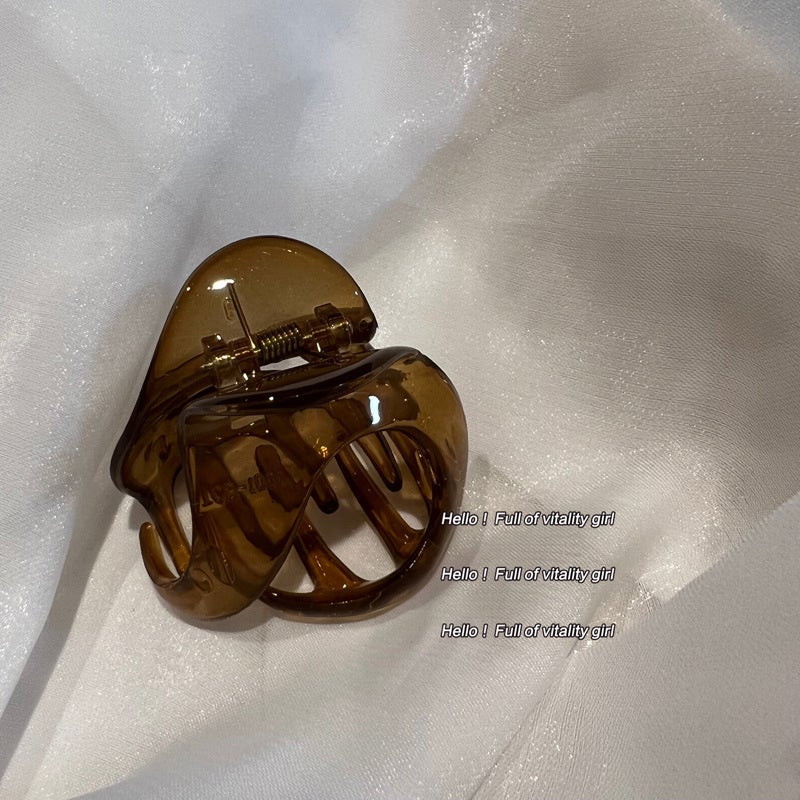 Generic Alien Shark Hair Claw Autumn Winter Trendy 2022 High Ponytail Clip 4# brown-shaped ball catch clip