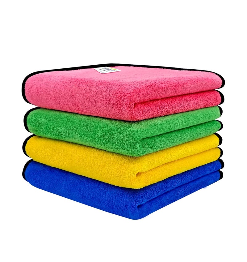 SOFTSPUN Microfiber Cloth for Car Coral 400 GSM 40X40cms 4 Pcs Multicolour! Extra Thick Microfiber Cleaning Cloths Perfect for Bike, Auto, Cars Both Interior and Exterior. - Image 2