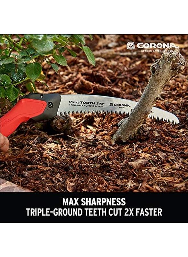 Corona Tools 10 Inch Razortooth Folding Pruning Designed For Single Use Curved Blade Hand Saw Cuts Branches Up To 6" In Diameter Rs16150 Red  - Image 3