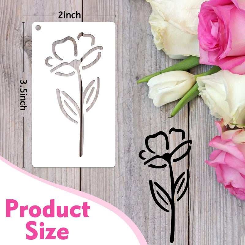 CH HAICHENG 50 PCS Flower Stencils for Crafts Reusable Flower Stencils for Painting on Wood Rocks Canvas Fabric Glass Pottery 3.5 x 2 Inch - Image 2