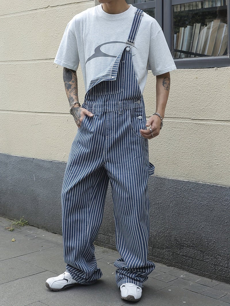 Men'S Fashion Comfortable Jacquard Denim Overalls, Long Jeans - Image 2