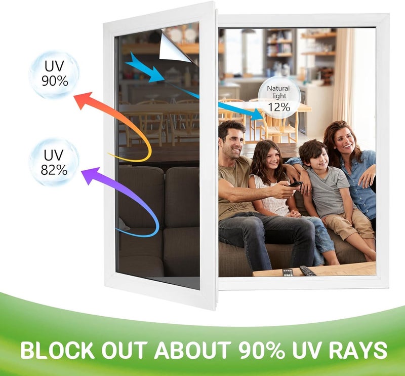S-Sia Vendors-Good Purchase Good Care Sia Vendors Heat Control Window Privacy FilmSparkle One Way Mirror Film Daytime Anti UV Sun Blocking Reflective Decorative Static Home Office 24 X 178 Inch Light Black - Image 5