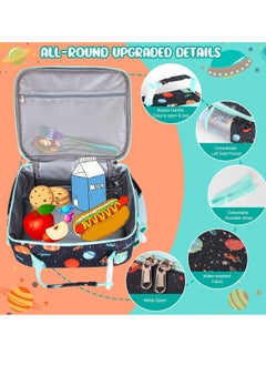 KASTWAVE Insulated Lunch Bag, Leak Cool Bag with Holder, Kids Lunch Cool Bag with Adjustable Strap, Waterproof Lunch Box Bag for Adults Kids Boys Girls Work School Picnic (Planet)  - Image 3