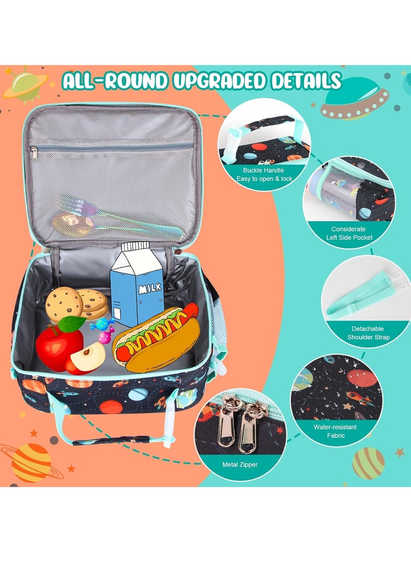 KASTWAVE Insulated Lunch Bag, Leak Cool Bag with Holder, Kids Lunch Cool Bag with Adjustable Strap, Waterproof Lunch Box Bag for Adults Kids Boys Girls Work School Picnic (Planet)  - Image 3